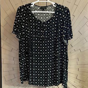 Lane Bryant Black White Pullover Blouse Top Shirt 26 Plus Size